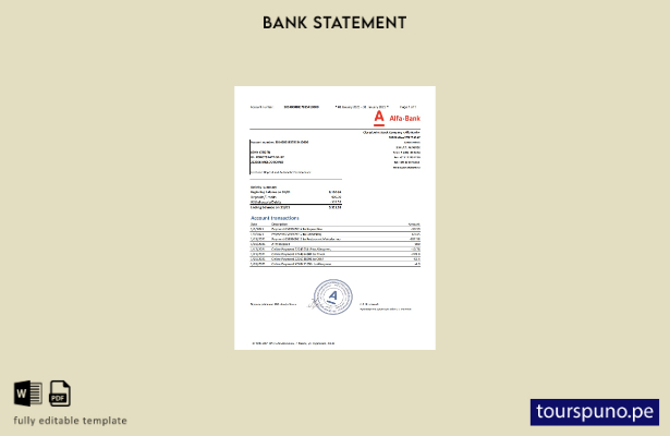 listo para imprimir Plantilla de Word   extracto bancario Alfa de Bielorrusia